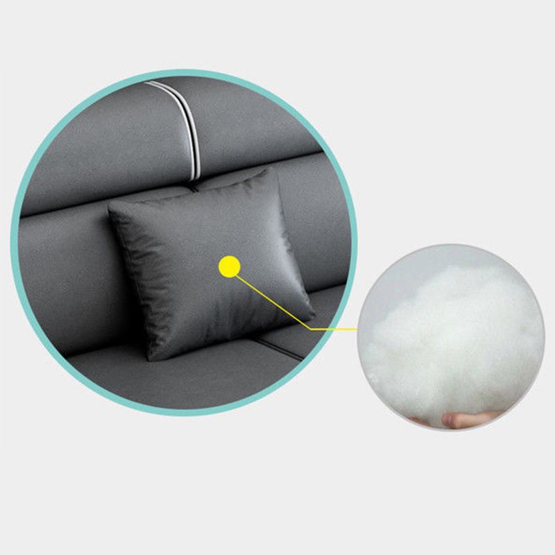 Reversible Faux Leather Sectional with Square Arm for Living Room