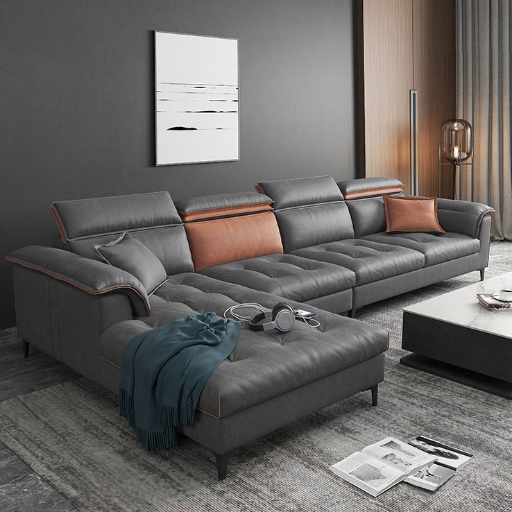 Contemporary Faux Leather Living Room sofa Pillow Top Arm Cushions Seating