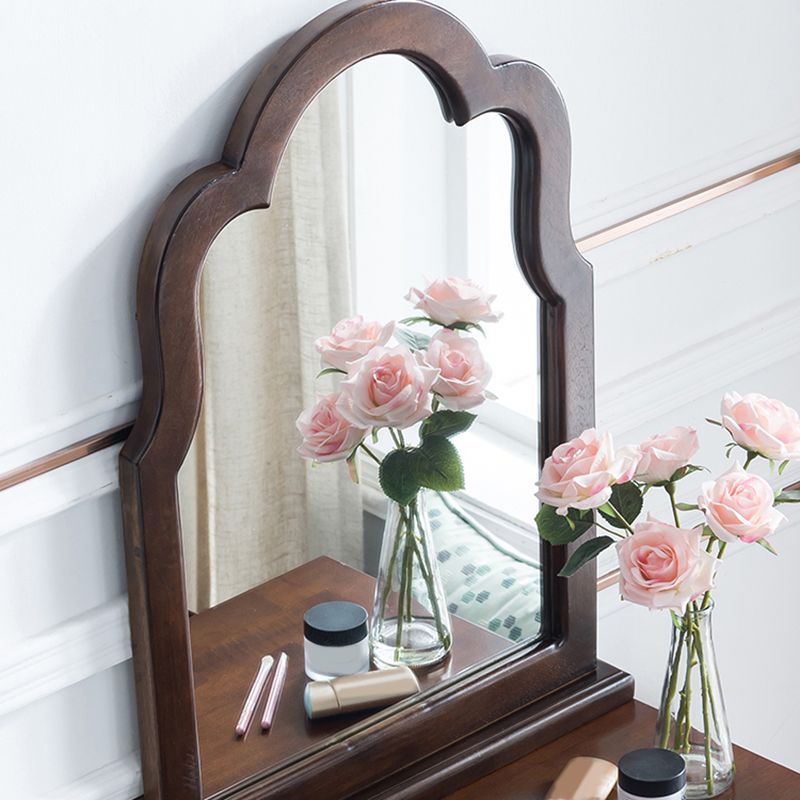 23.6" W Wood Vanity Table 1-Drawer Vanity Makeup Table Set with Mirror & Stool