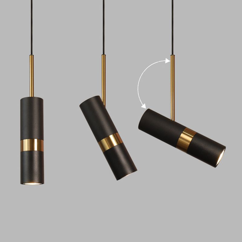 1 Light Cylinder Pendant Lighting Modern Metallic Pendant Ceiling Lights for Restaurant