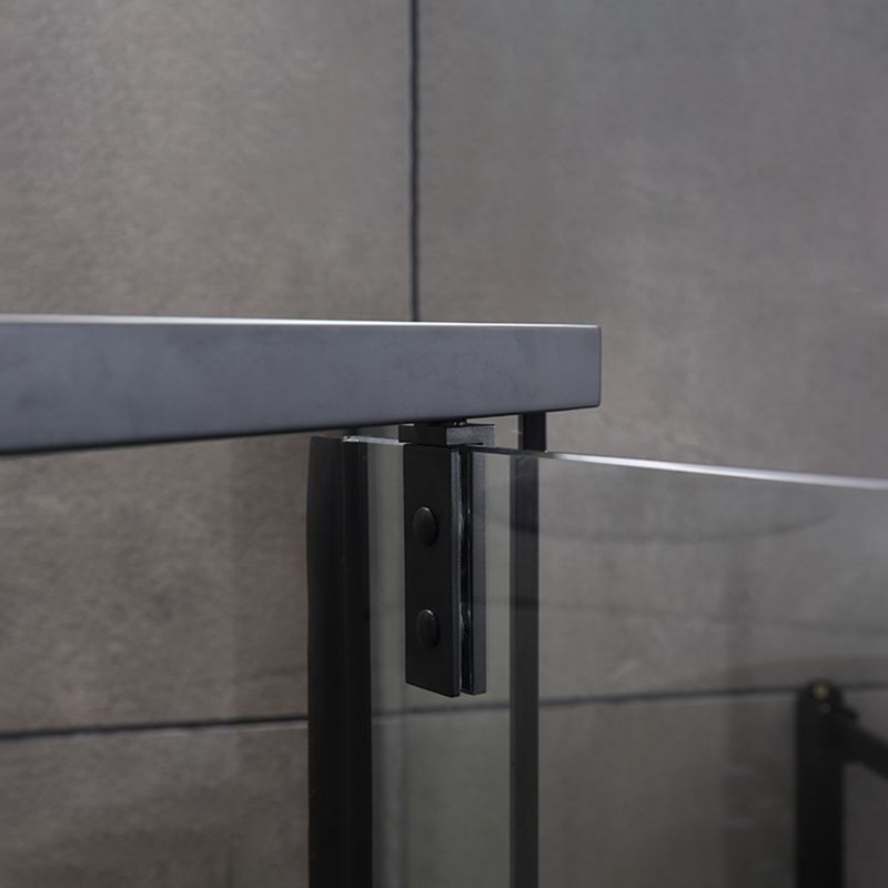 Black Stainless Steel Shower Stall Clear Pivot Shower Enclosure with Fixed Panel