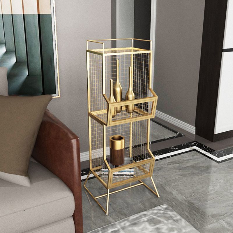 Metal Gold and Black Bookshelf Closed Back Book Shelf Shelves Included