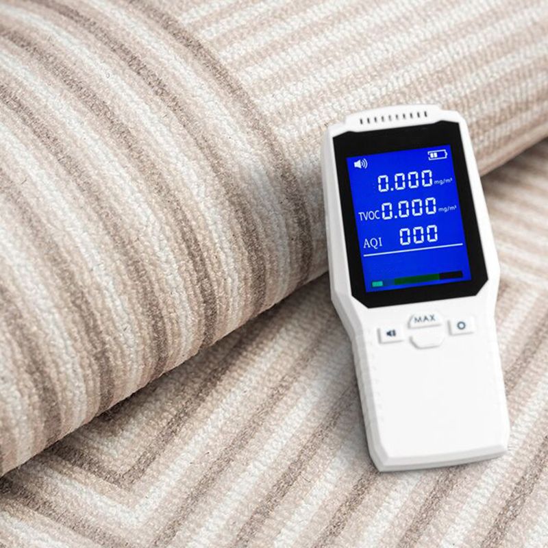 Beige Simple Carpet Polyester Line Area Carpet Stain Resistant Carpet for Living Room