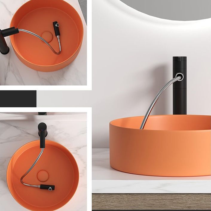 Modern Bathroom Sink Porcelain Round Wash Stand (Faucet Not Included )