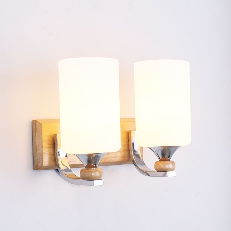 Contemporary Cylindrical Wall Mounted Lights White Glass Flush Mount Wall Sconce for Bedroom
