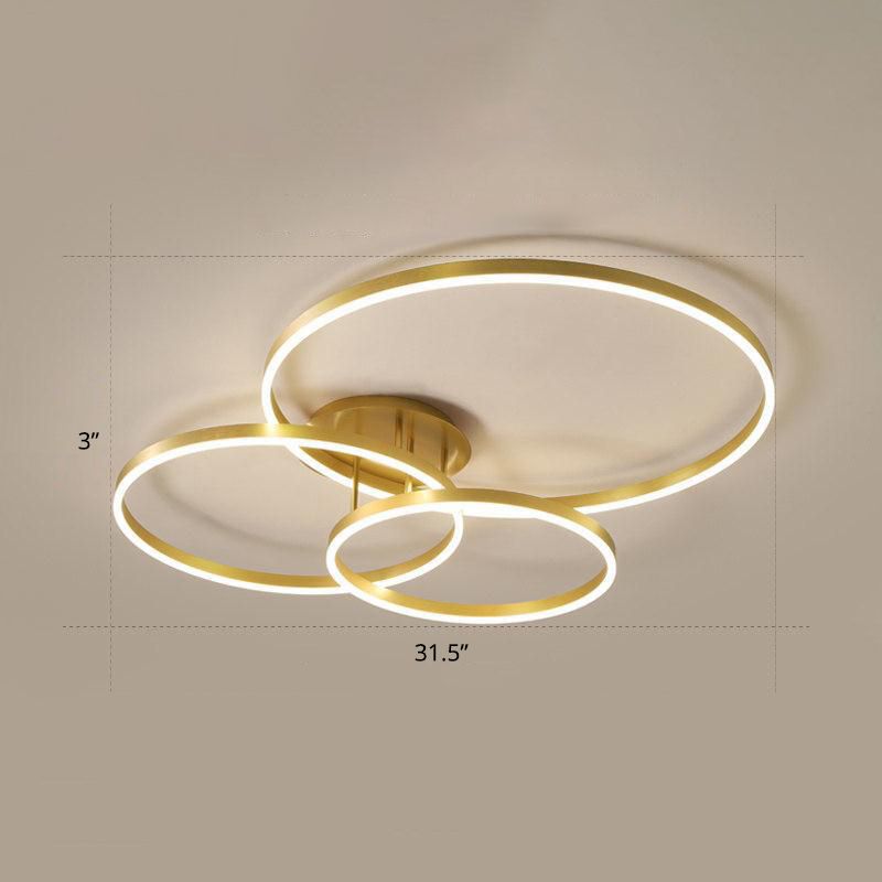 Gold Halo LED Ceiling Lighting Minimalist Aluminum Semi Flush Light Fixture for Bedroom