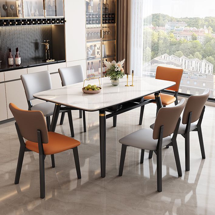 Modern Extendable Stone Dining Table Wood Base Table for Dining Room