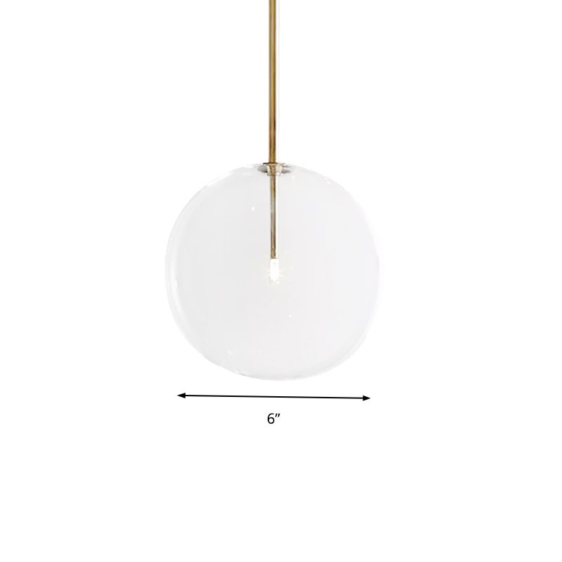 Post Modern Global Pendant Lighting Clear Glass 1 Light 6"/7"/8" Wide Led Hanging Lamp for Dining Room