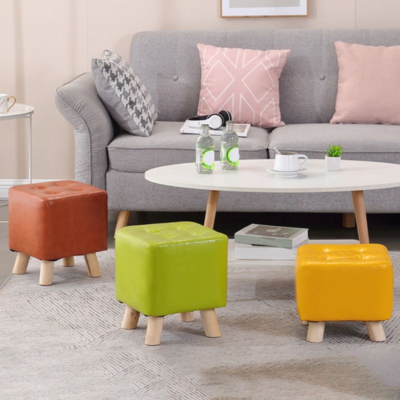 Water Resistant Pouf Tufted Whole Colored Square Faux Leather Pouf Stool