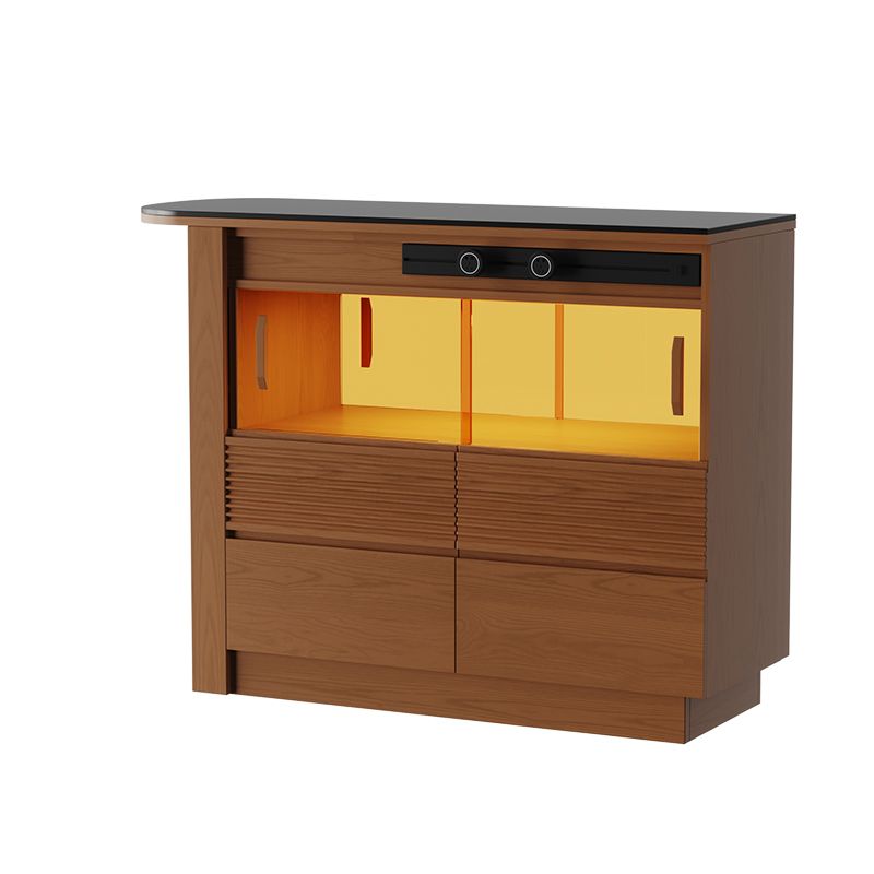 Black Stone Free Form Kitchen Island Table with Pine Wood Base