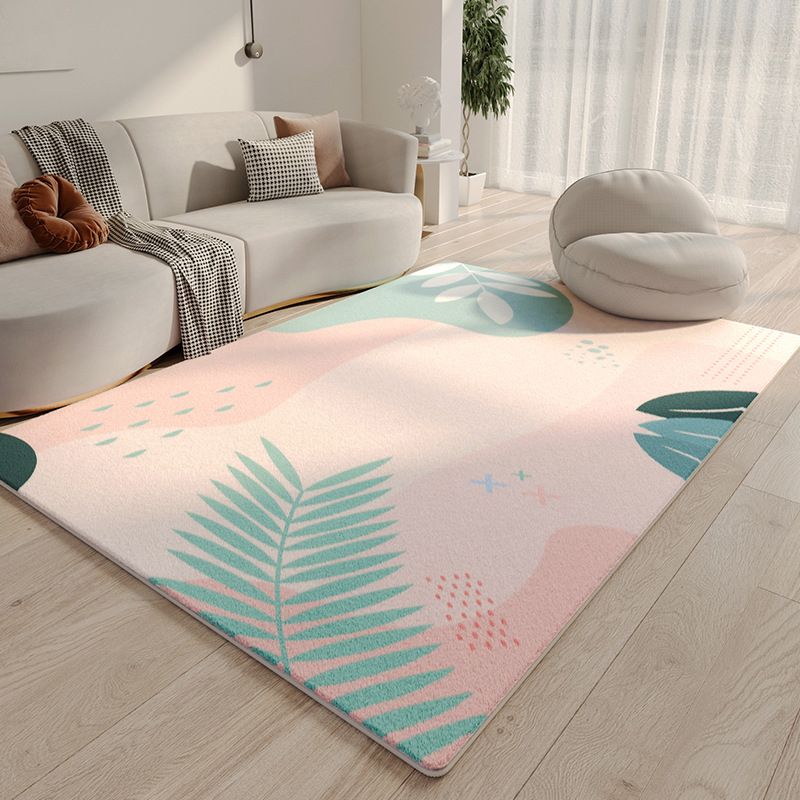 Color Block Rug Nordic Rug Polyester Stain Resistant Anti-Slip Rug for Sleeping Room