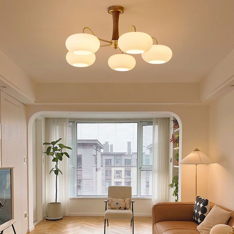 Modern Simple Wooden Ceiling Light Dome Shape Ceiling Lamp for Bedroom