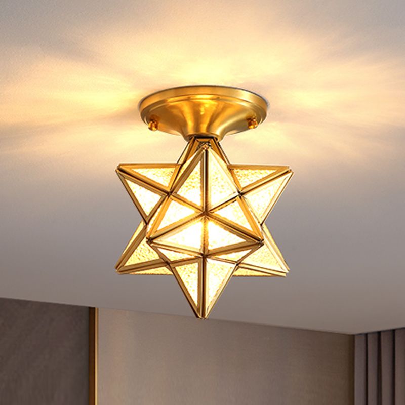 Glass Flush Mount Ceiling Light Classical Ceiling Lighting in Gold for Living Room