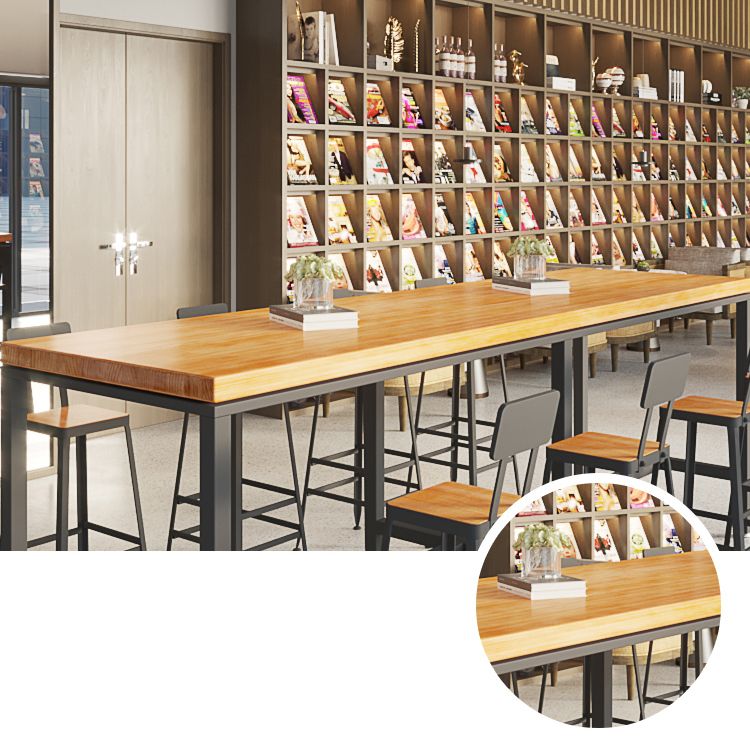 1/5/9 Pieces Industrial Iron Bar Table Set Pine Wood Bistro Set with Footrest