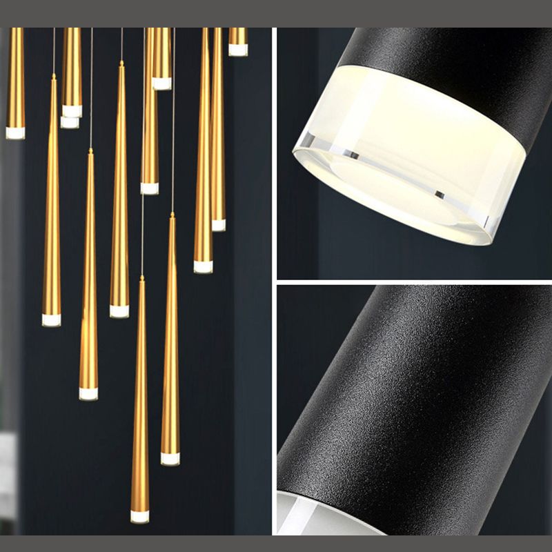 Spiral Hanging Light Fixtures Modern Simple Acrylic Ceiling Pendant for Stairwell