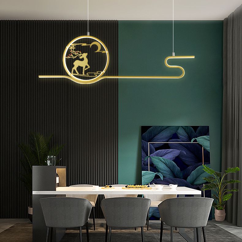 Metal Hanging Pendant Lights Nordic Modern Linear Hanging Lamps for Study Room