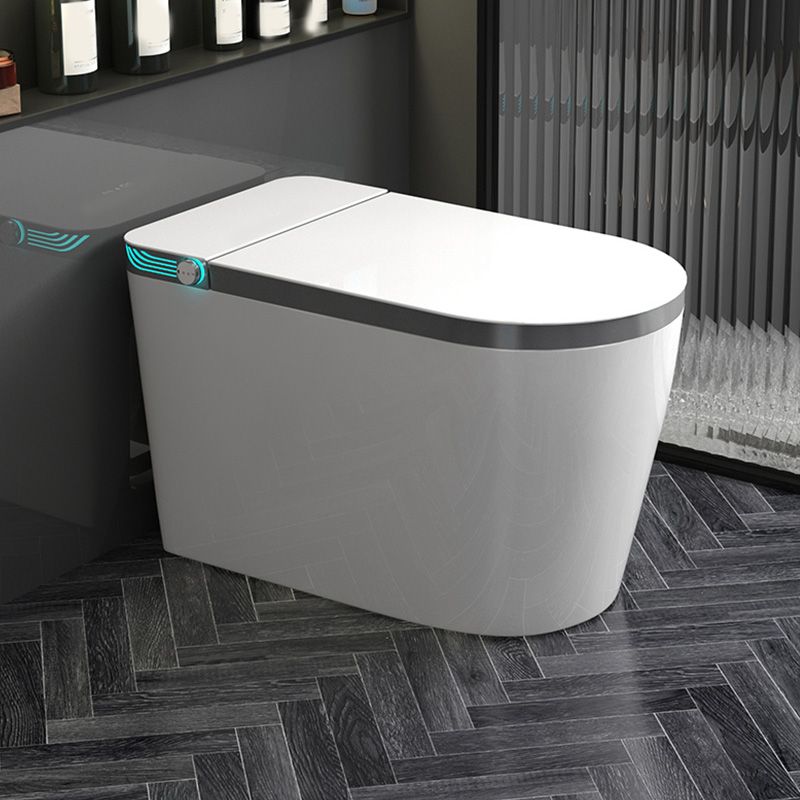 White Elongated Floor Standing Bidet with Warm Air Dryer and Heated Seat