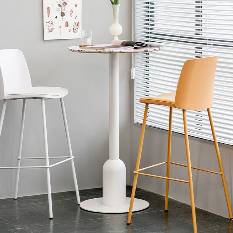 Industrial Bar Dining Table Fixed Bistro Bar Height Cocktail Table with Metal Base