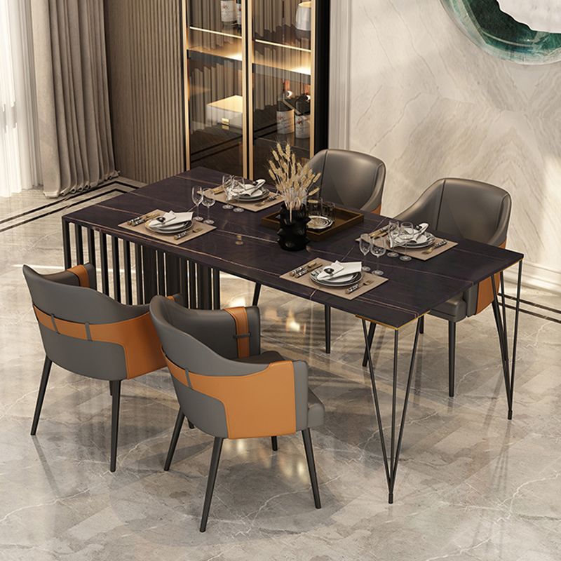 Fauteuils de salle à manger en métal nordique, chaise latérale de salle à manger en cuir pour Restaurant