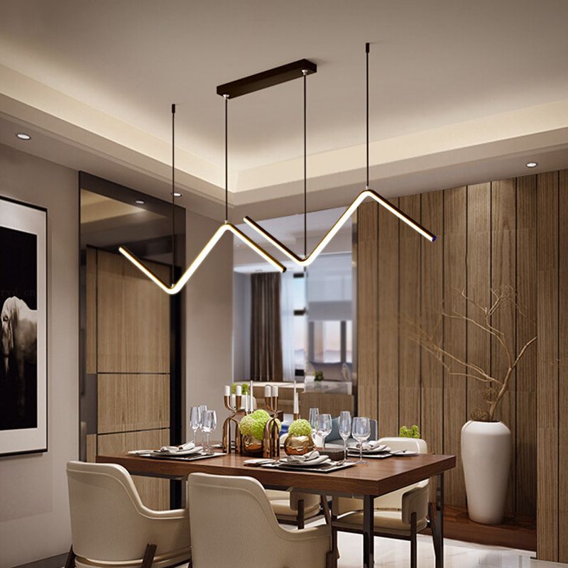 Modern Long Strip Dining Chandelier Dining Room LED Pendant Light Fixture