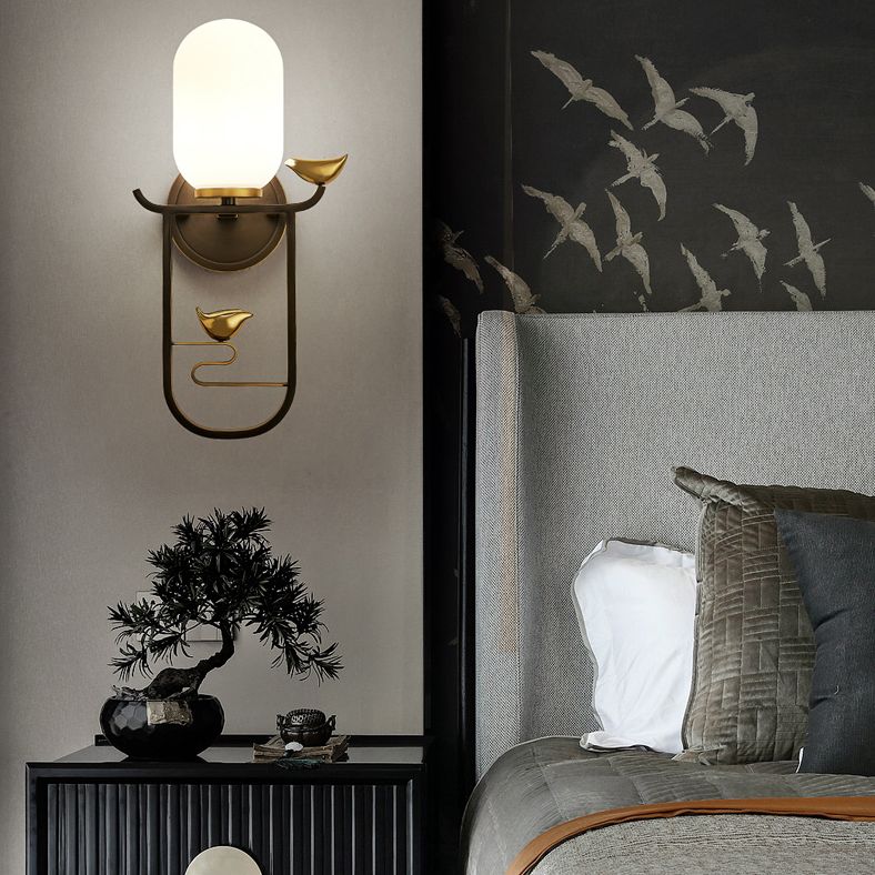 Gouden eigentijdse SCONCE -verlichtingsarmaturen witte glazen wandlamp SCONCE voor woonkamer