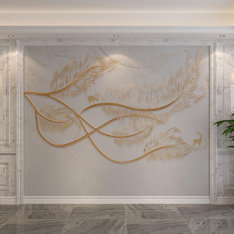 Romantic Feather Wall Decor for Accent Wall Minimalist Wall Mural, Personalized Size Available