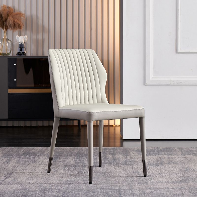 Moderne stijl armloze zijstoelen stevige lederen eetkamerstoelen voor de keuken (set van 2)