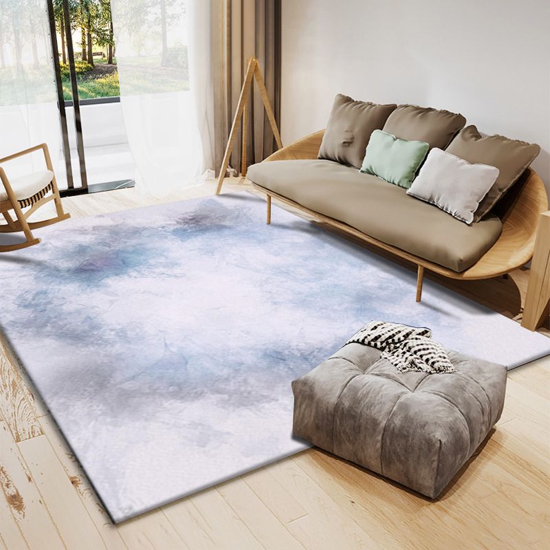 Blue Modern Rug Polyester Graphic Rug Non-Slip Backing Rug for Home Decoration