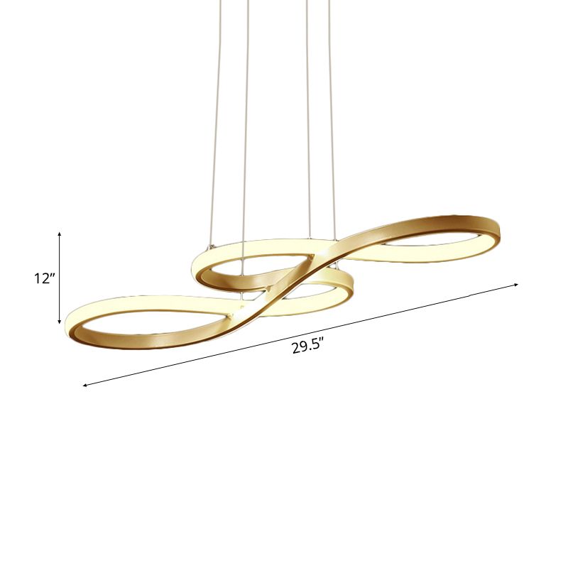 Modernism LED Ceiling Pendant with Acrylic Shade Black/White/Gold Twisted Hanging Lamp in Warm/White/Natural Light, 29.5"/39" Wide