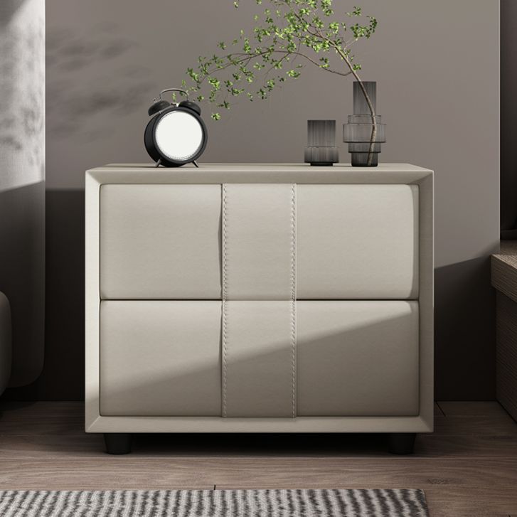 Rectangular Two Drawer Nightstand Contemporary 15.7" H Night Table