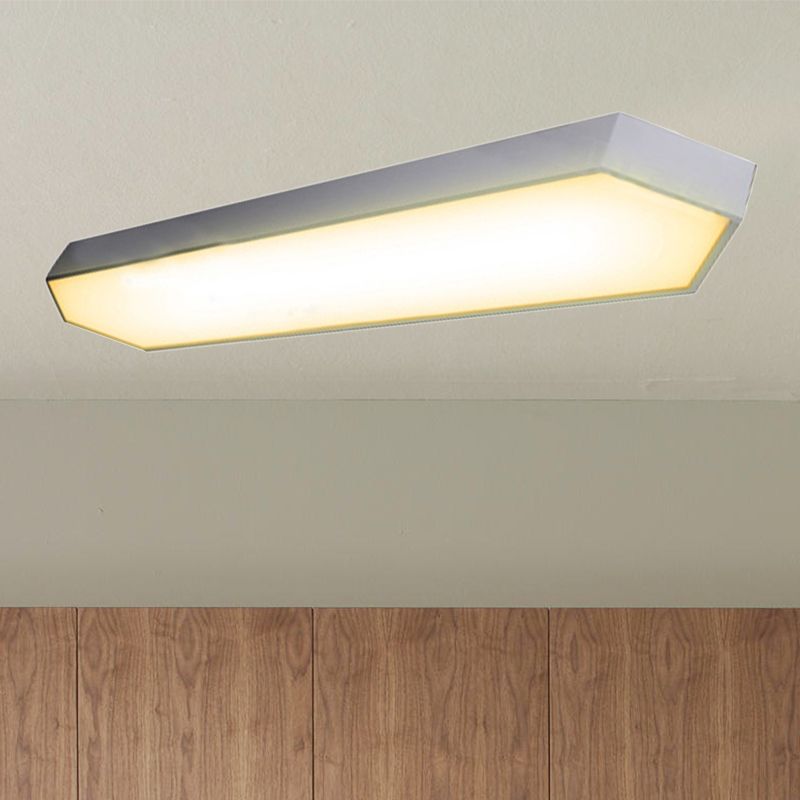 Metal Strip Flush Mount Lighting Contemporary Led White/Black/Silver Flush Lamp in White/Warm/Natural Light, 4"/8" Wide