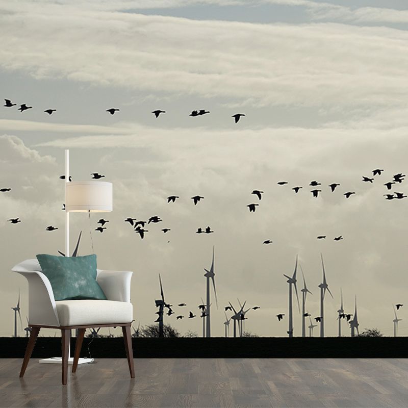 Windmill Horizontal Photography Mural Wallpaper Eco-friendly for Bedroom