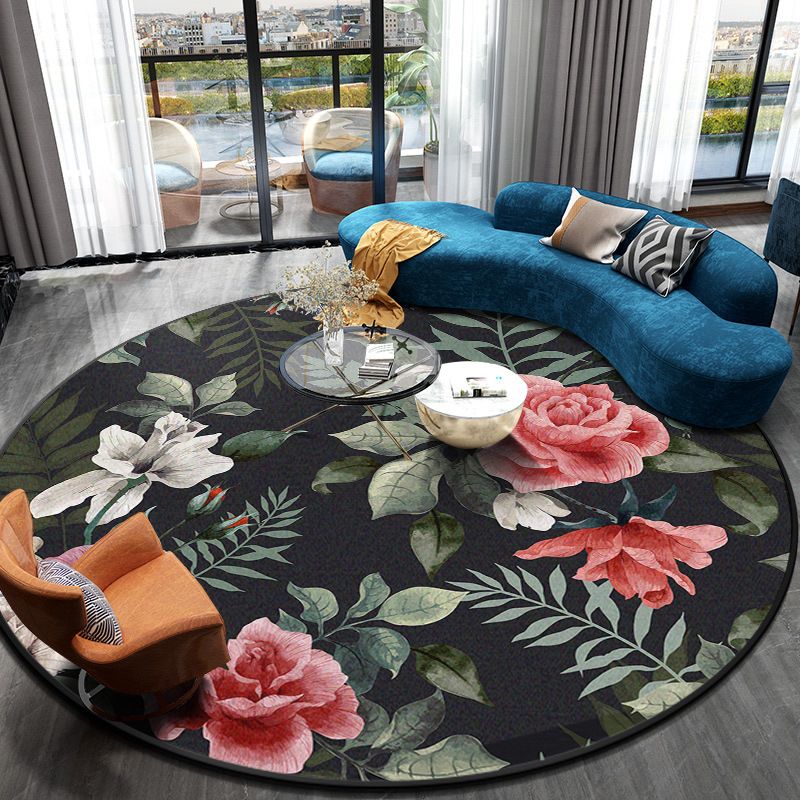Prachtig bloemen bedrukt tapijt kleurrijk modern ronde binnen tapijt polyester wasbaar tapijt voor woonkamer