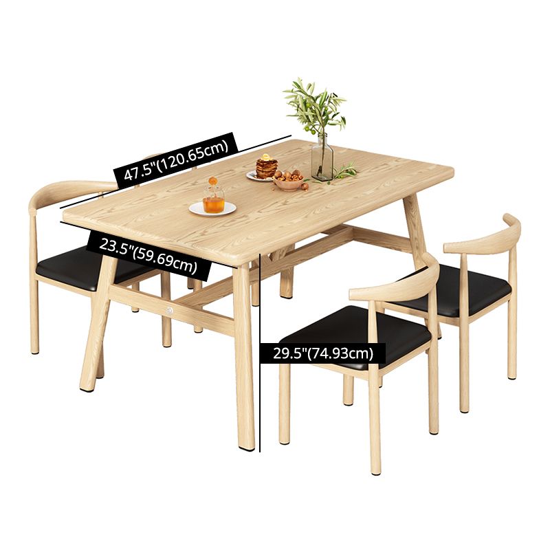 Wooden Modern Dining Room Set Standard Height with Trestle Base Formal Table Set for Home Use