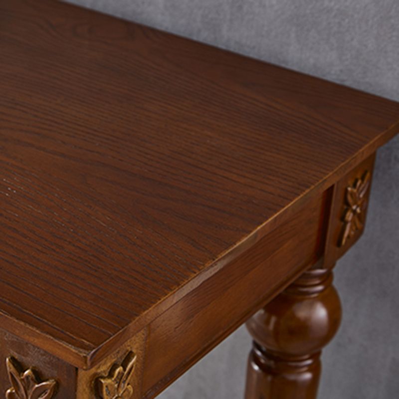 Modern Style Rectangle Bar Table Brown Solid Wood Fixed Bar Wine Table for Home