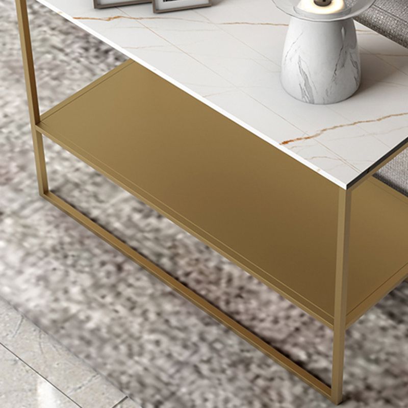 Contemporary Sled End Table Slate Top Rectangular Side Table, 21.7" Tall