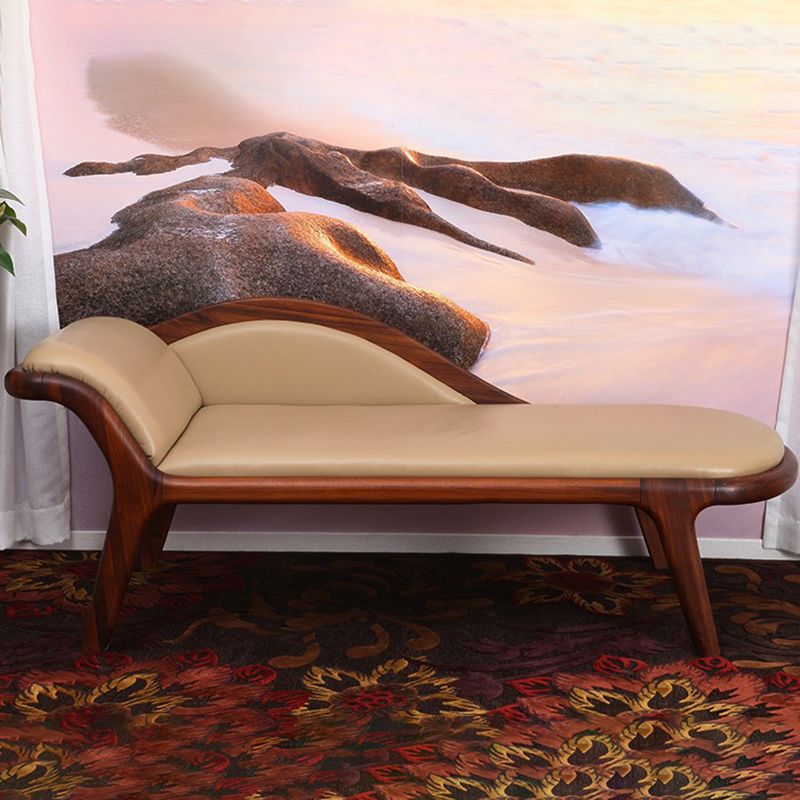 Traditional Wooden One Arm Chaise Flared Arms for Bedroom Living Room
