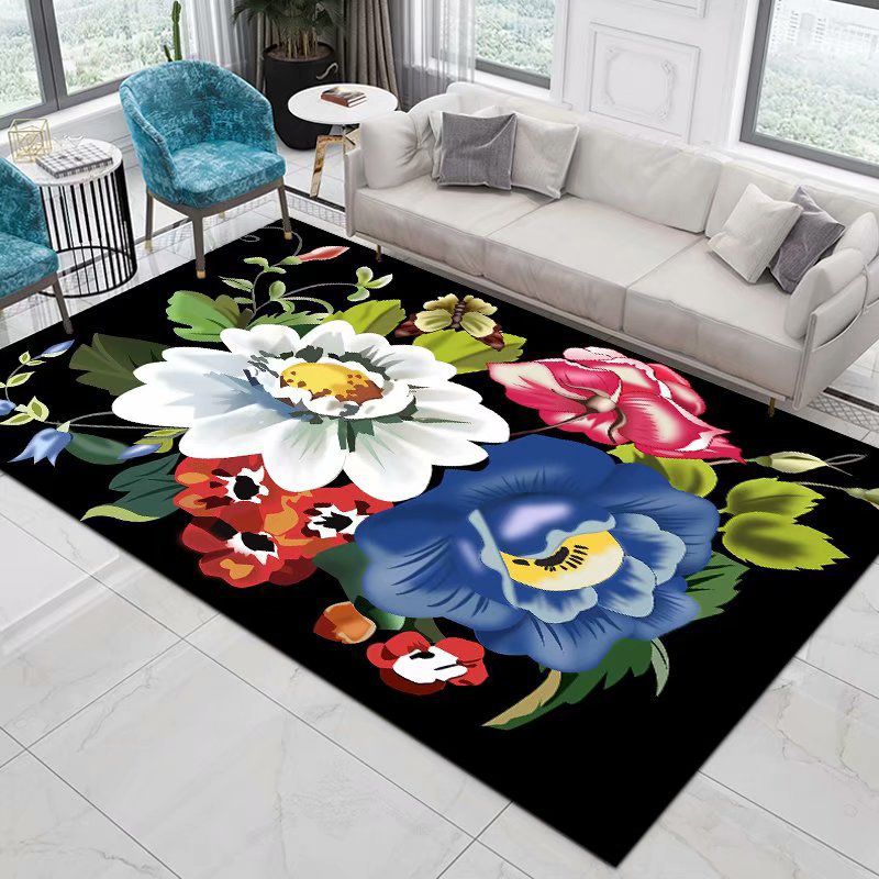 High-end Floral Printed Rug Multi-Color Modern Indoor Rug Polyester Friendly Washable Carpet for Home Decoration