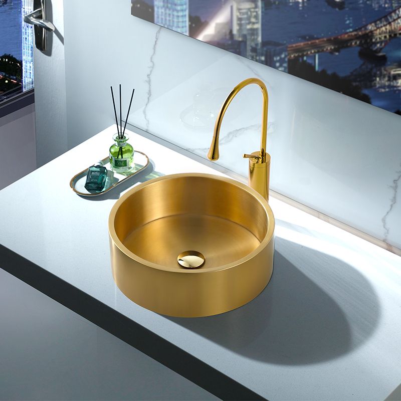 Metal Bathroom Sink Round Bathroom Sink with Overflow And Drain Assembly