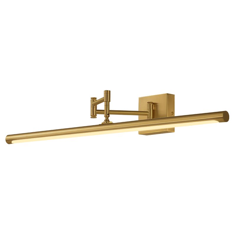 Foldable Brass Tube Vanity Sconce Light Antiqued Metal Powder Room LED Wall Lamp