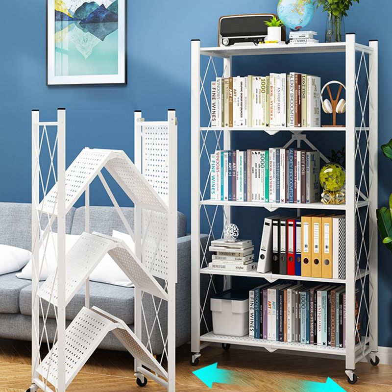 Modern Metal Bookcase Geometric Bookshelf for Living Room, 28" L X 14.5" W