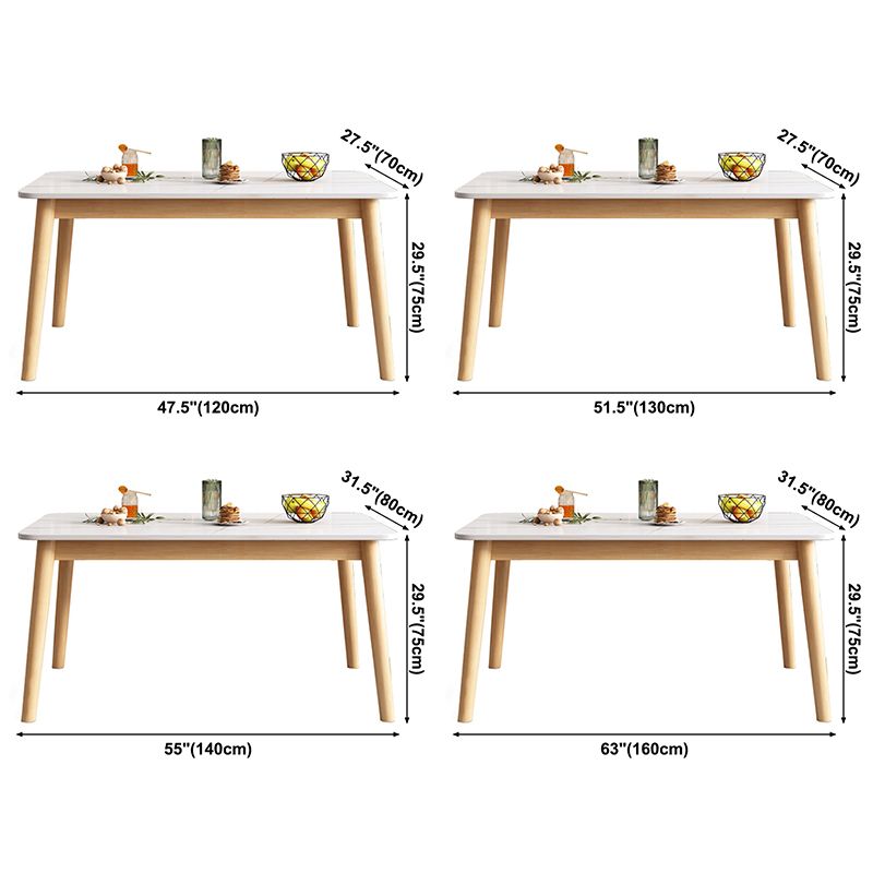 Rubberwood Solid Wood Dining Table Simplicity Dining Table with 4 Legs