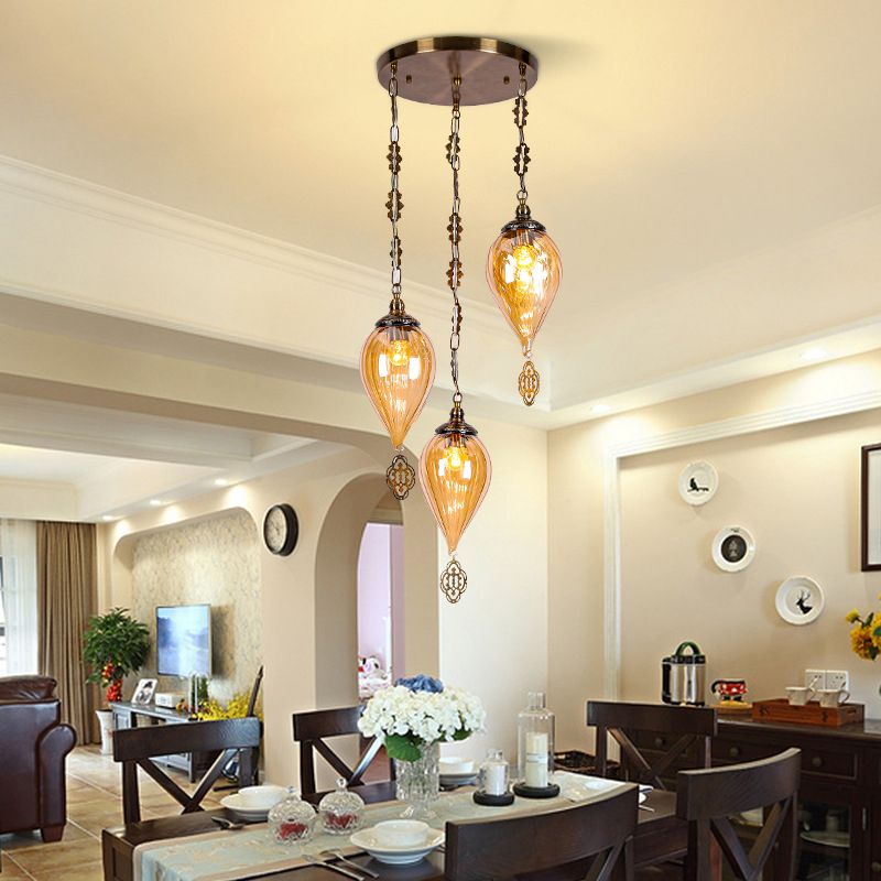 Lampada a sospensione in vetro in vetro in stile industriale in tela lacrima per soggiorno per soggiorno