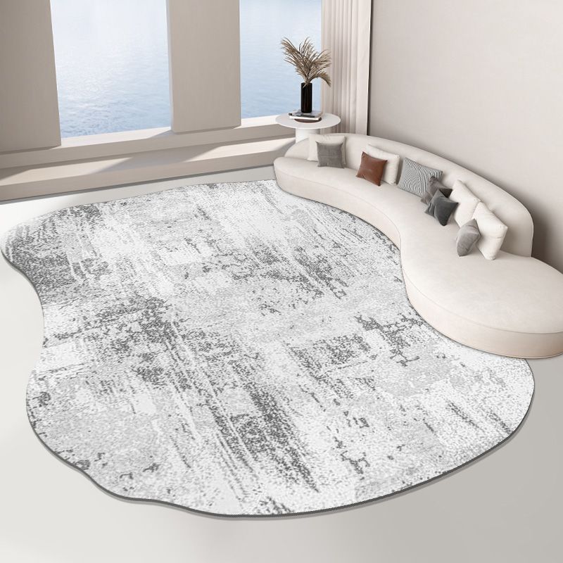 Fancy Grey Area Rug Modern Polyester Area Carpet Tie-Dye Pattern Stain Resistant Rug for Home Decor