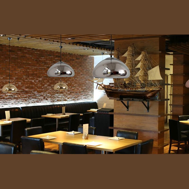 Mirrored Hanging Ceiling Light Contemporary Style Metal Pendant Lighting Fixture