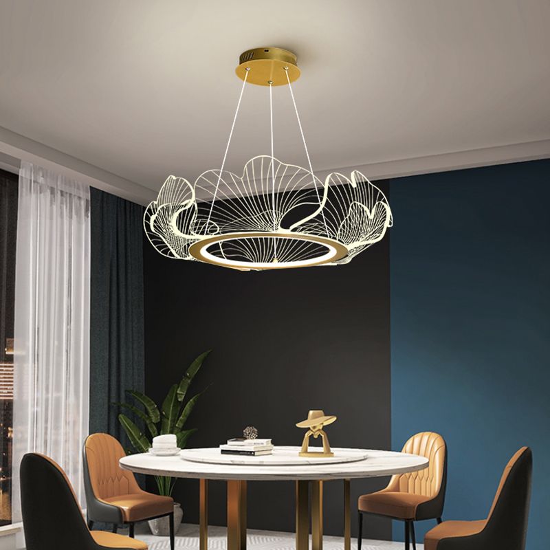 Flower Shape Chandelier Lamp Modern 1 Light LED Hanging Light for Bedroom