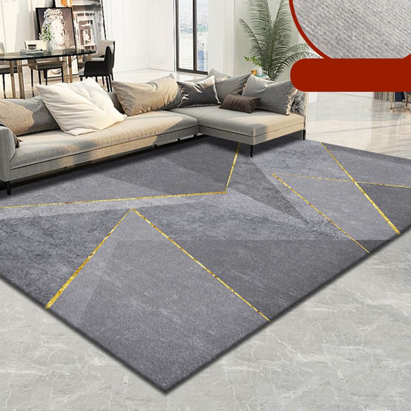 Light Grey Graphic Rug Blending Modern Indoor Rug Non-Slip Backing Rug for Living Room
