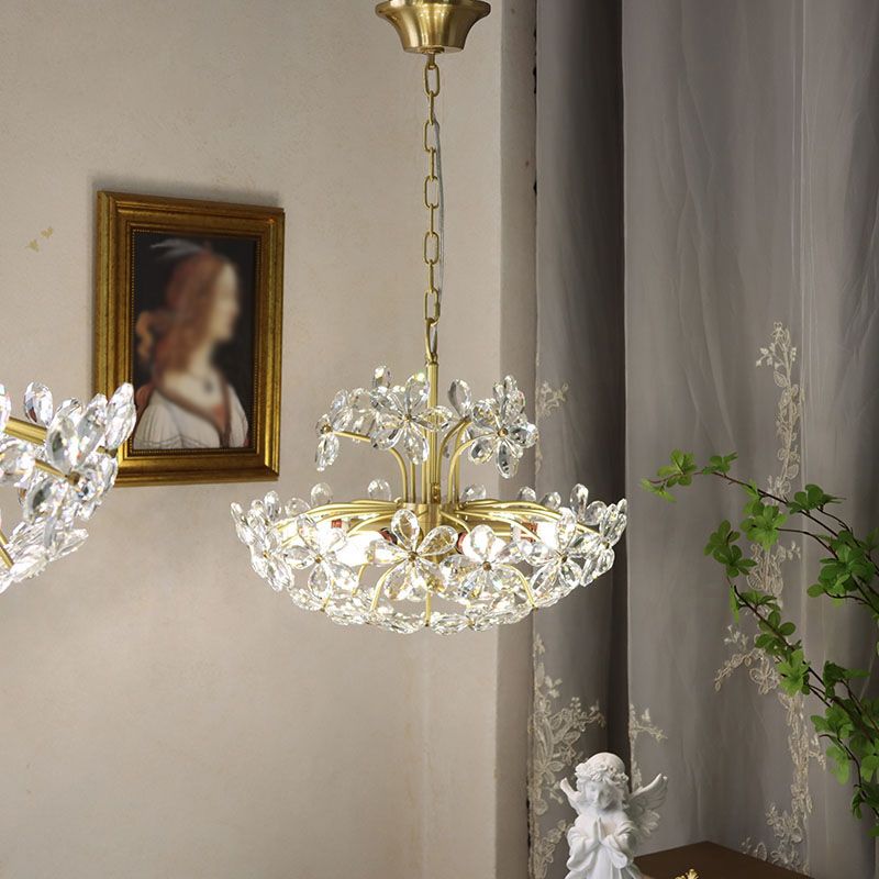American Style Chandelier Light Fixtures Multi-Head Suspension Pendant Lamps with Crystal