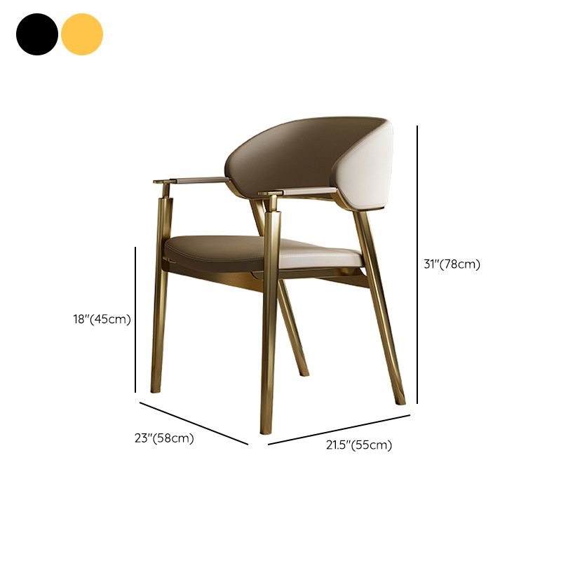 Glam Faux Leather Dining Chairs Dining Arm Chair with Upholstered