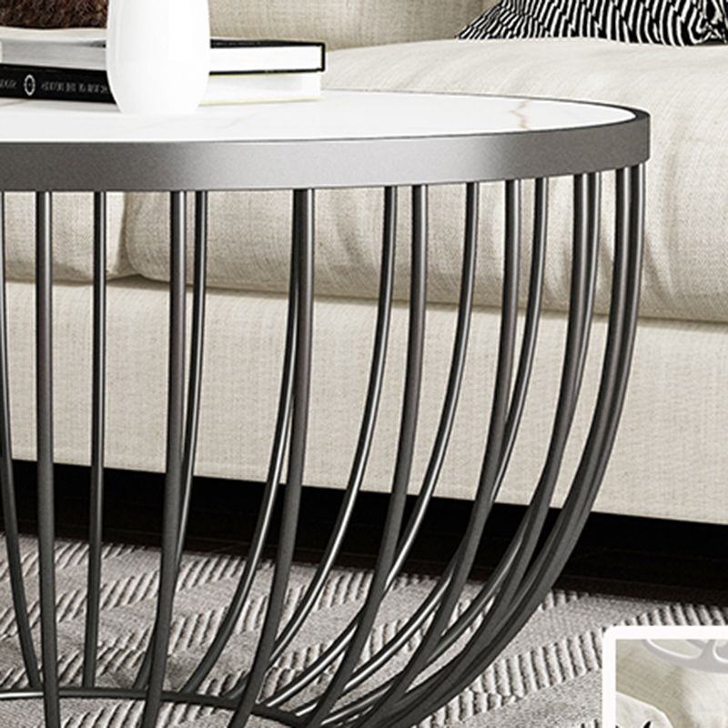 Single Slate Drum Coffee Table Modern Minimalist Round Coffee Table